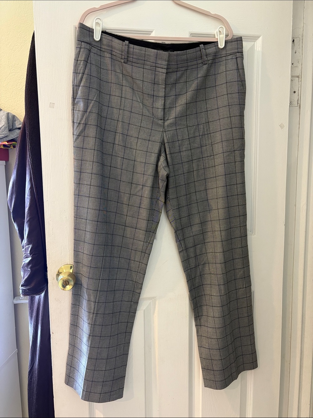Ann Taylor Gray Windowpane Straight Leg Dress Pants